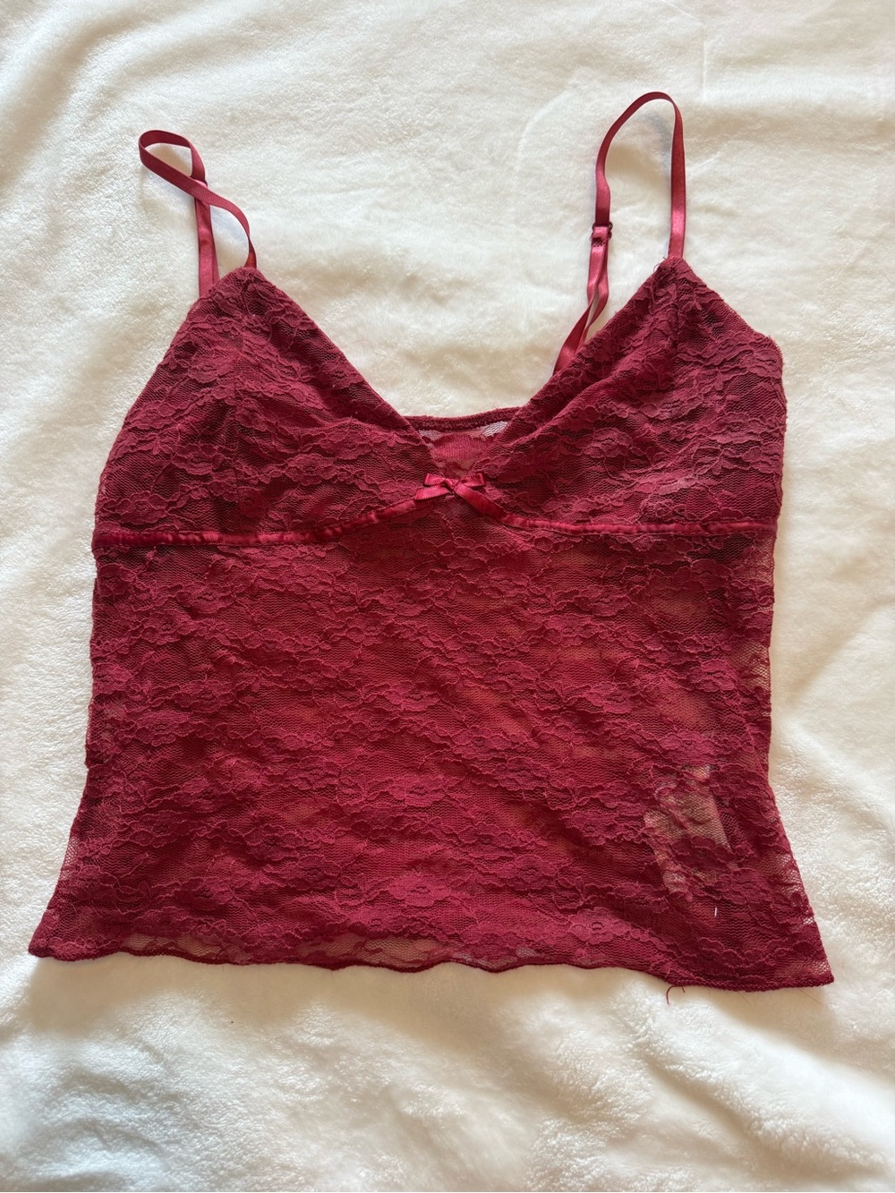 Edikted Red Lace Camisole with Bow Detail